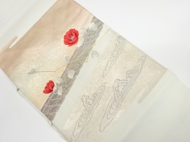 リサイクル　花に枯山水模様織出し名古屋帯